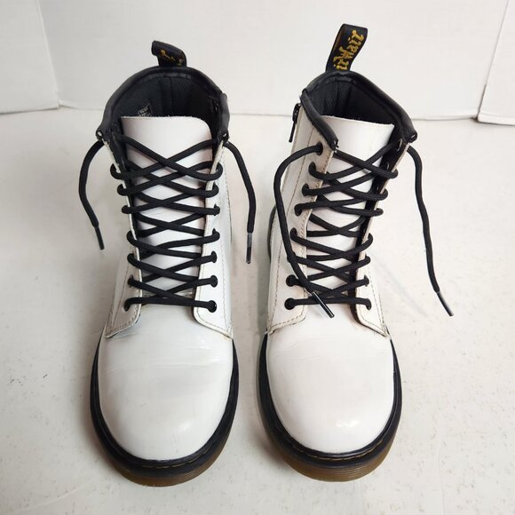 Dr. Martens Women's Size 4 White Leather Combat Boots Lace-Up & Side Zip AirWair - Picture 2 of 8
